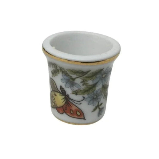 Vintage White Thimble with Flowers/Butterfly on it - Made in Japan - A+ Stuff - Collectibles - A+ Stuff