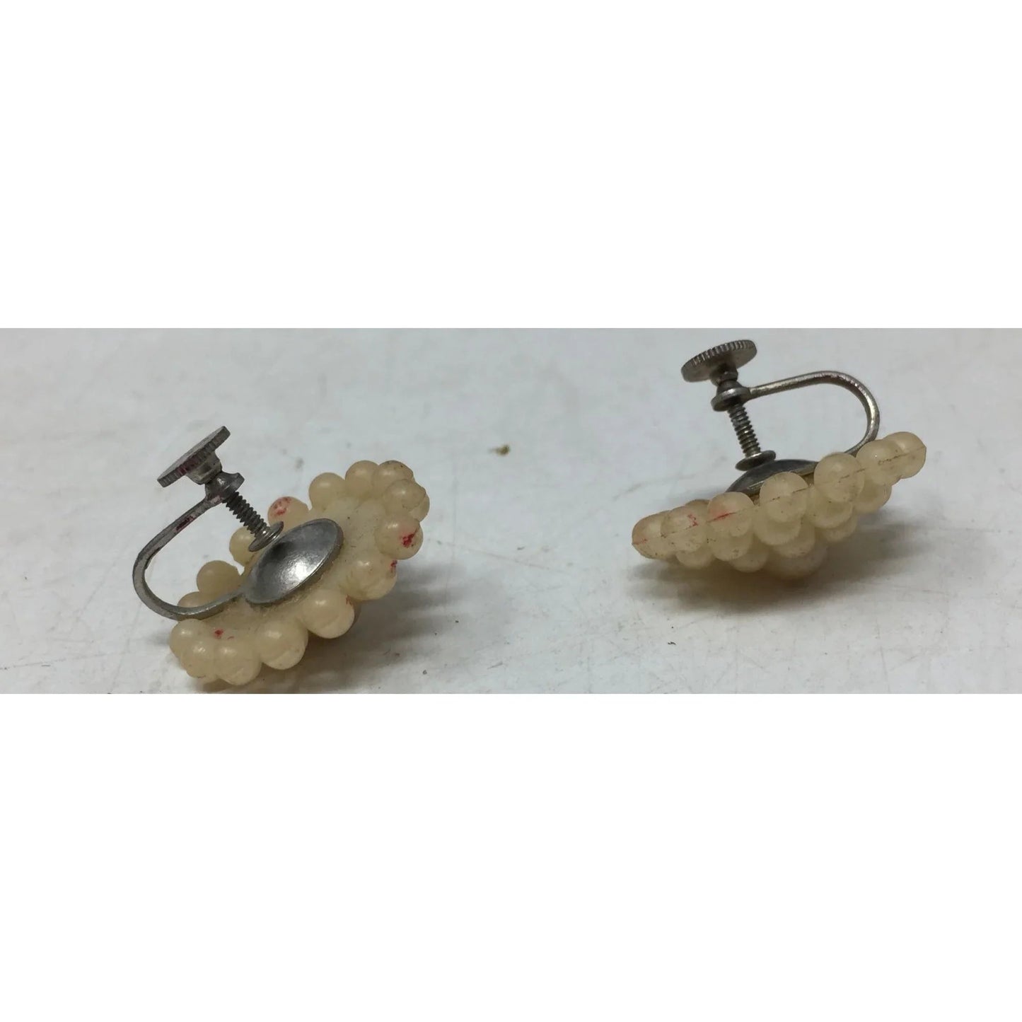 Vintage Women's Faux Pearl Cluster White Clip On Screw Back Earrings - A+ Stuff - Earrings - A+ Stuff
