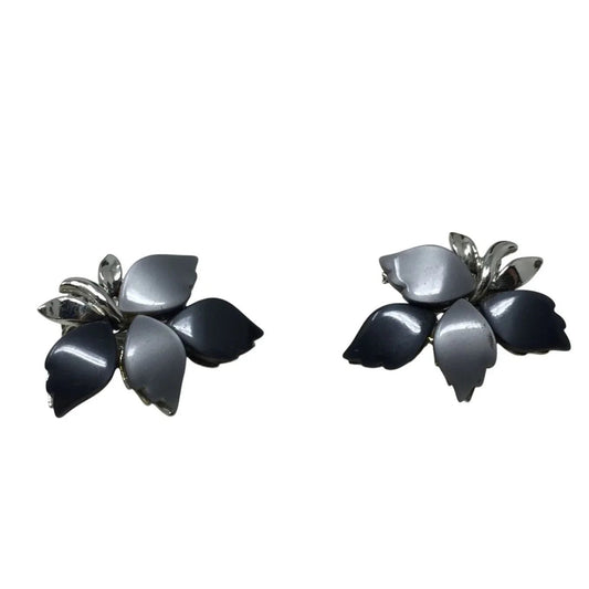 Vintage Women's Gray and Silver tone Clip On Earrings - A+ Stuff - Earrings - A+ Stuff