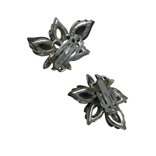 Vintage Women's Gray and Silver tone Clip On Earrings - A+ Stuff - Earrings - A+ Stuff