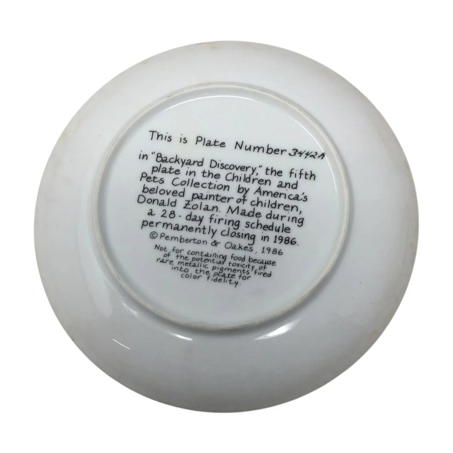 Vintage Zolan Collector Plate ''Backyard Discovery'' (7.5'' Wide) - zolan - Plates - A+ Stuff