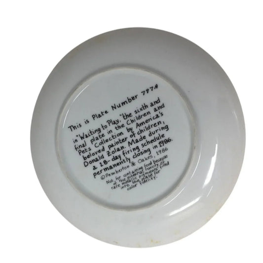 Vintage Zolan Collector Plate ''Waiting to Play'' Sleeping Baby & Puppy - zolan - Plates - A+ Stuff