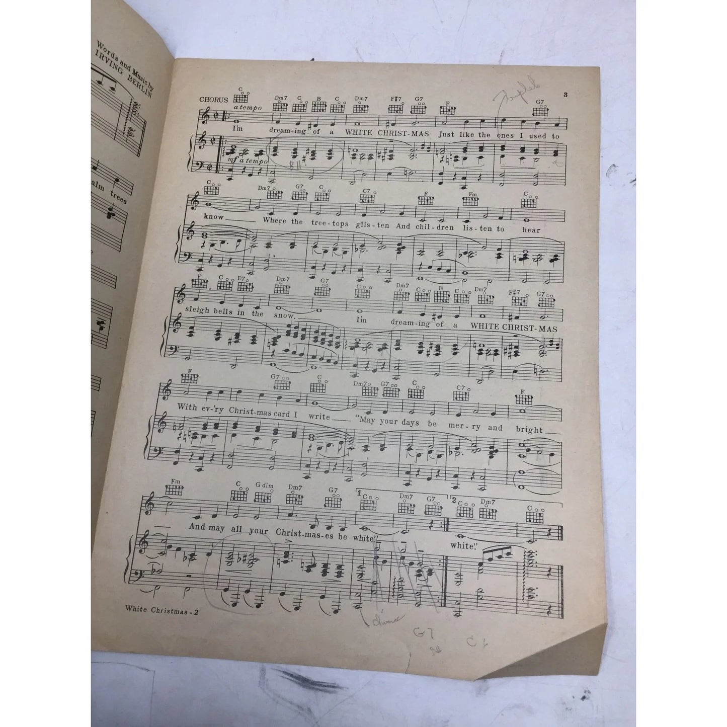 WHITE CHRISTMAS BY IRVING BERLIN VINTAGE SHEET MUSIC - A+ Stuff - SHEET MUSIC - A+ Stuff