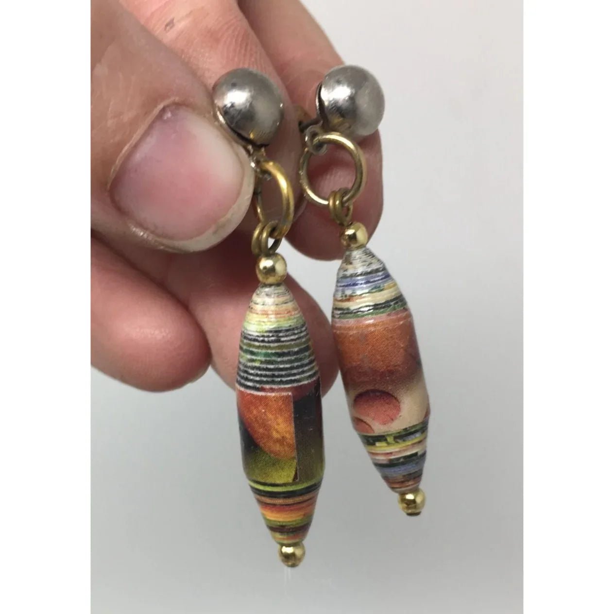 Women's Beautiful Unique Handmade Paper Bead Dangle Earrings - A+ Stuff - Earrings - A+ Stuff