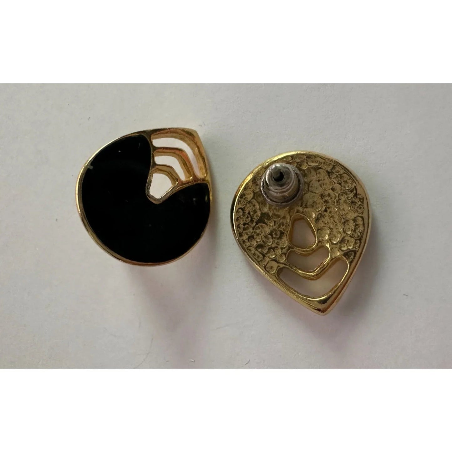Women's Black and Gold Tear Drop Shaped Stud Earrings - A+ Stuff - earrings - A+ Stuff