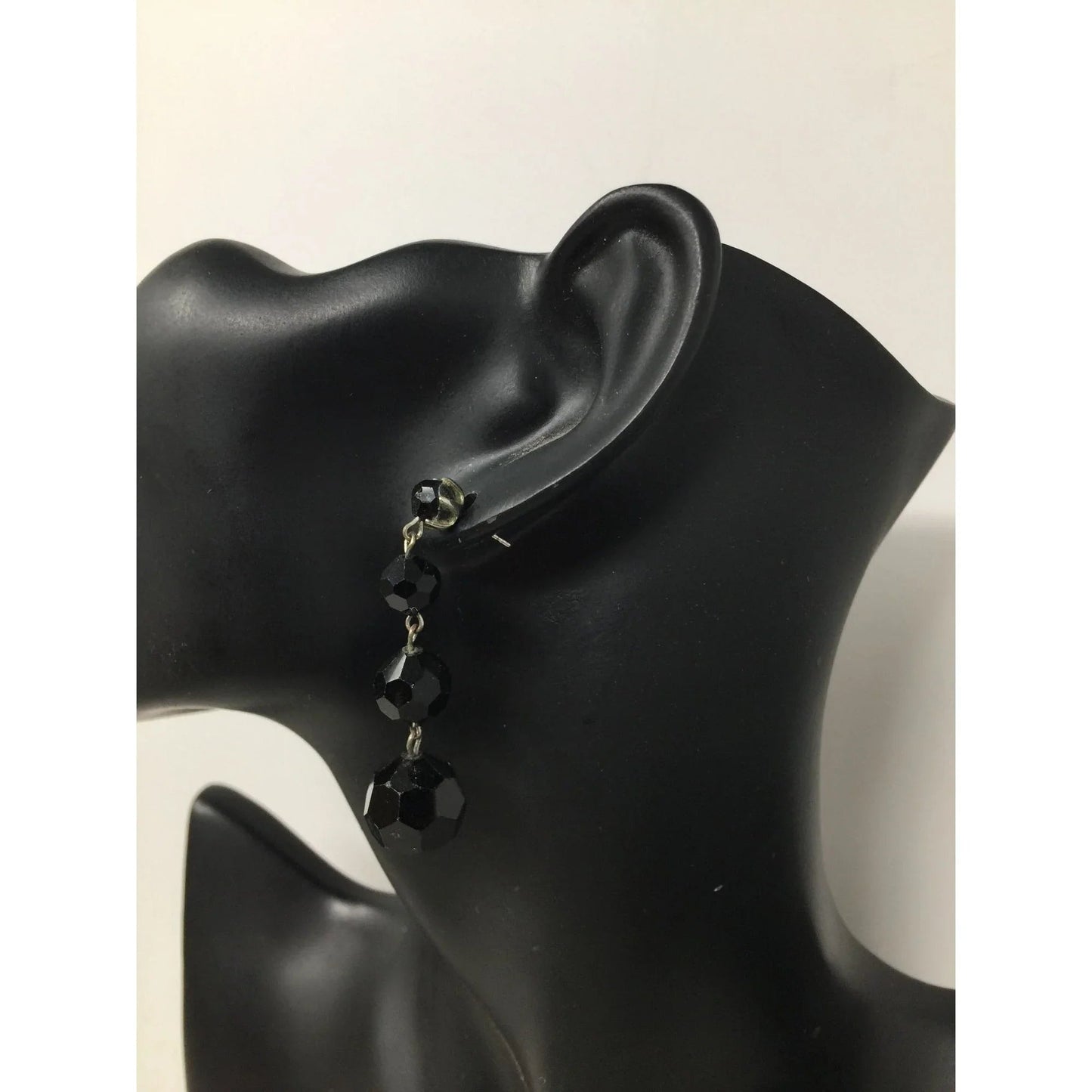 Women's Black and Silver Beaded Dangle Earrings - A+ Stuff - earrings - A+ Stuff
