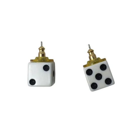 Women's Black and White Cube Dice Stud Earrings - A+ Stuff - earrings - A+ Stuff