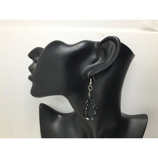 Women's Black Beaded Tear Drop Shaped Earrings - A+ Stuff - Earrings - A+ Stuff