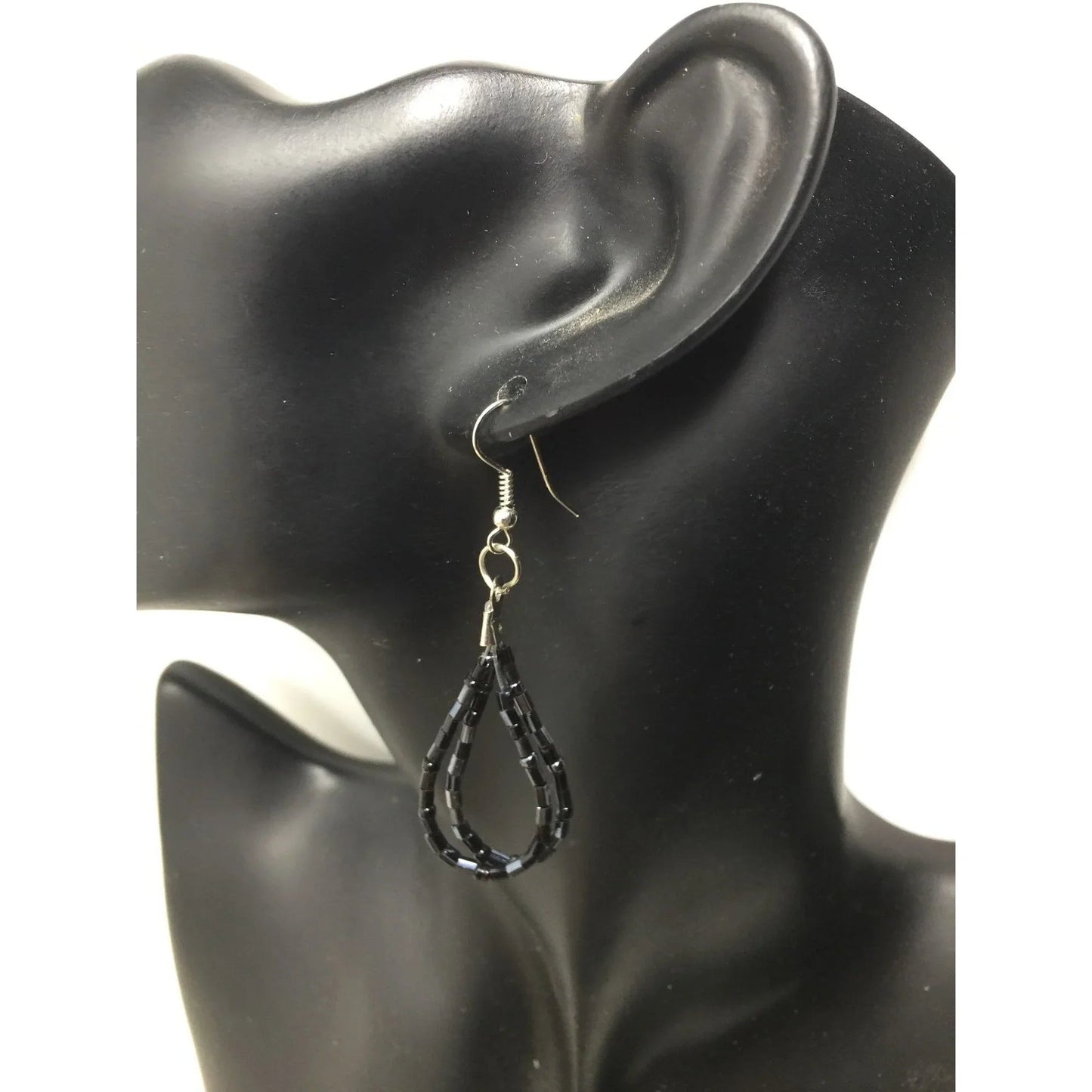 Women's Black Beaded Tear Drop Shaped Earrings - A+ Stuff - Earrings - A+ Stuff
