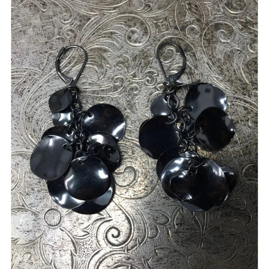 Women's Black Shiny Chandelier Dangle Earrings - A+ Stuff - earrings - A+ Stuff