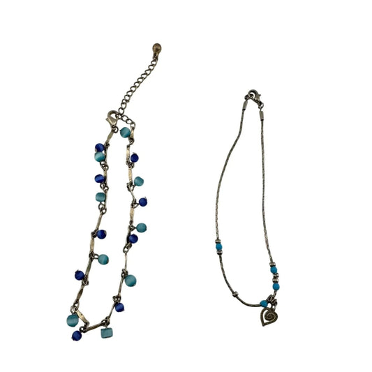 Womens Blue Bead Charm Bracelets/Anklets (2) with Clasps - A+ Stuff - Jewelry - A+ Stuff