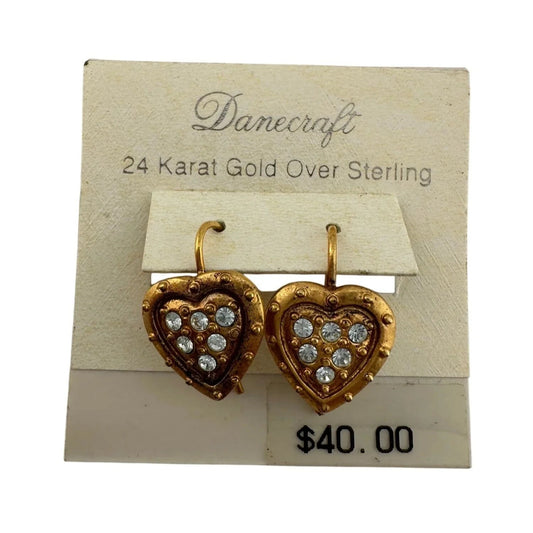 Women's Danecraft 24 Karat Gold Over Sterling Heart Shaped Earrings with Tags - danecraft - Earrings - A+ Stuff