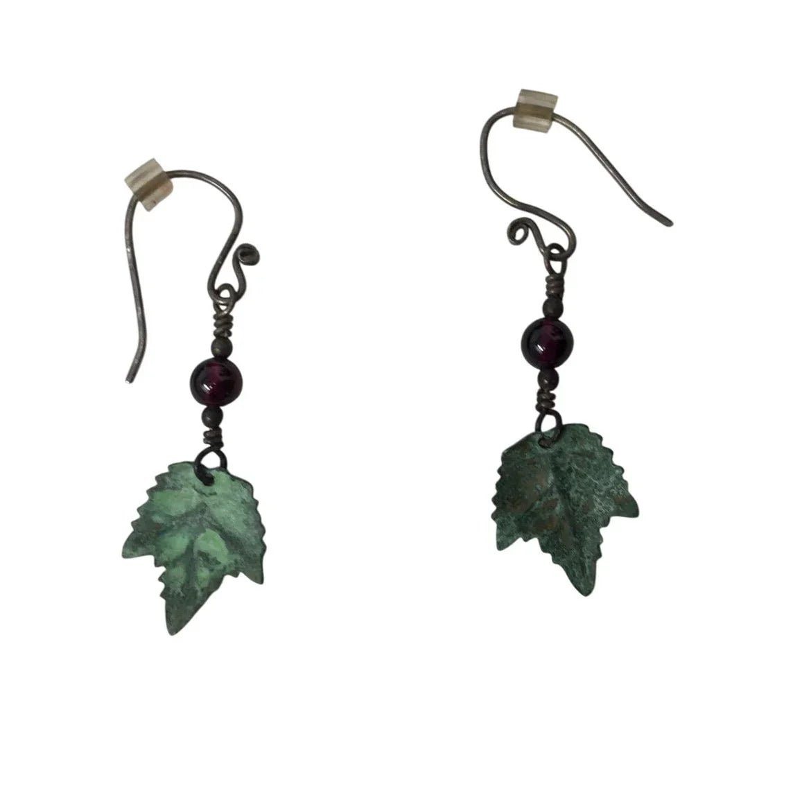 Women's Dangle Silver and Green Leaf Earrings - A+ Stuff - earrings - A+ Stuff