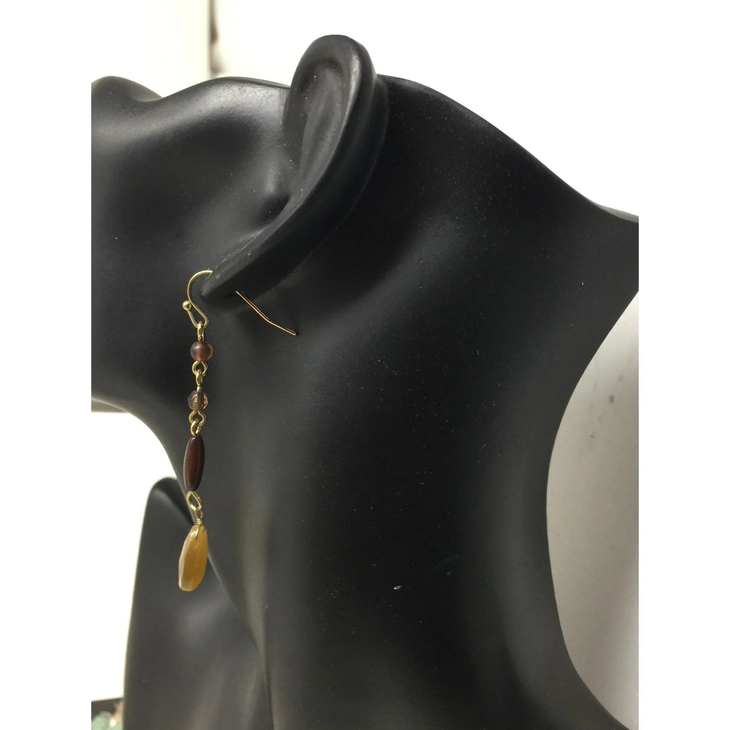 Women's Dangle/Drop Earrings - Gold Tone with Multi Colored Gemstones - A+ Stuff - earrings - A+ Stuff