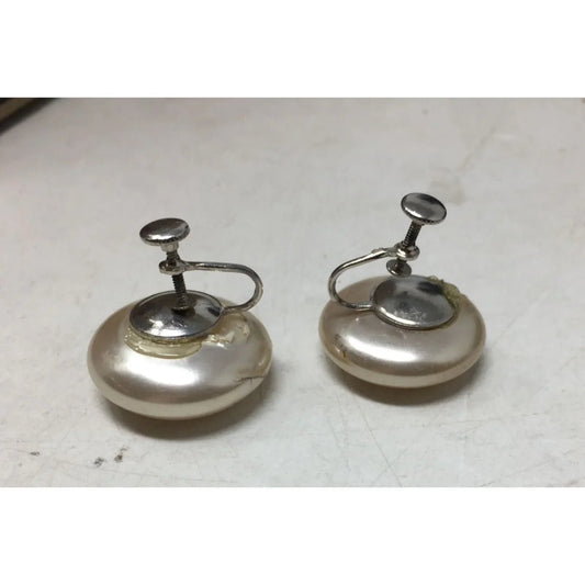 Women's Faux White Shiny Pearl Screw Back Clip on Earrings - A+ Stuff - Earrings - A+ Stuff