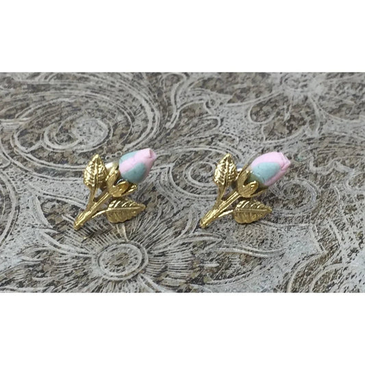 Women's Gold Tone Dainty Flower Rose Bud Stud Earrings - A+ Stuff - Earrings - A+ Stuff