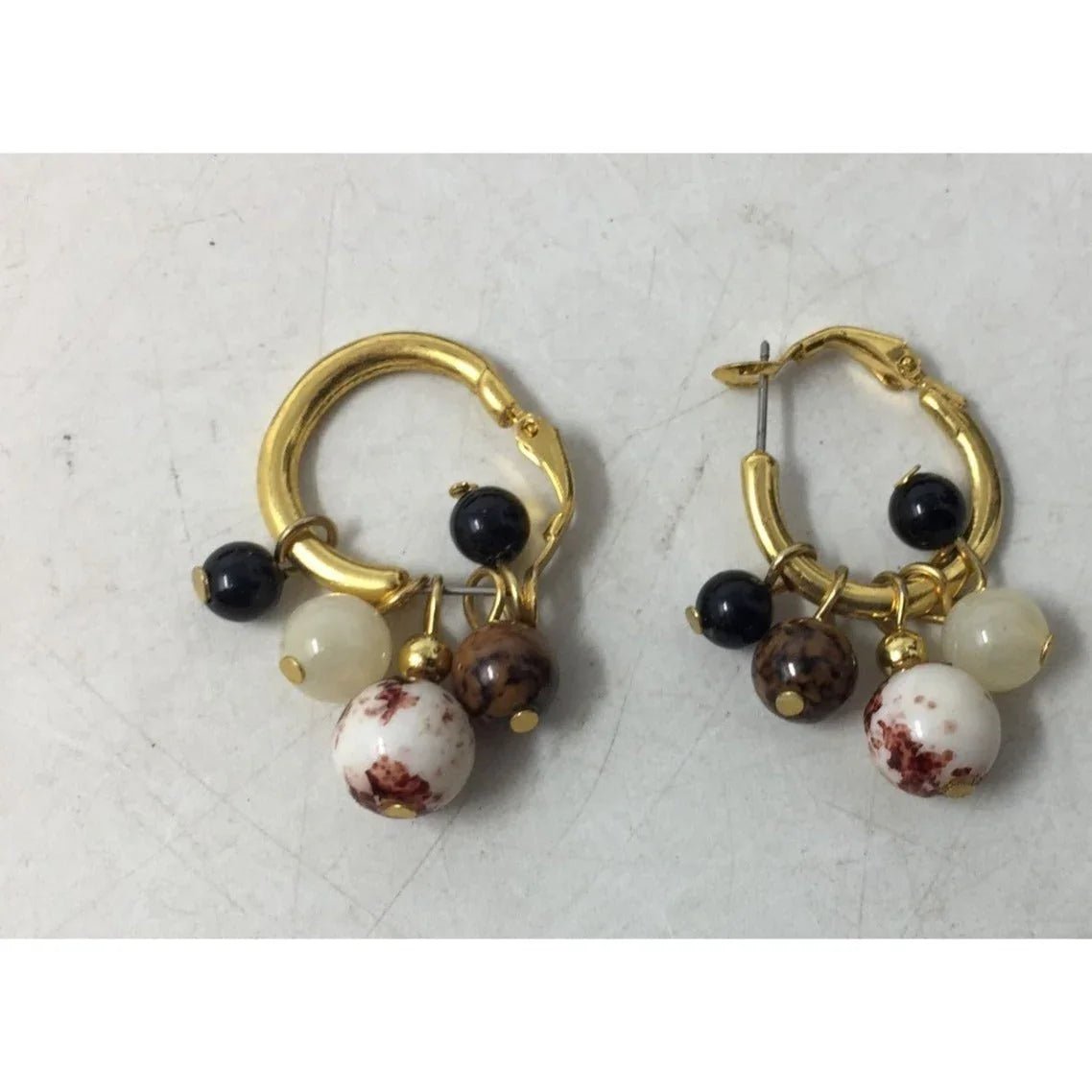 Women's Gold Tone Dangle Hoops Earrings with Charms on them - A+ Stuff - Earrings - A+ Stuff