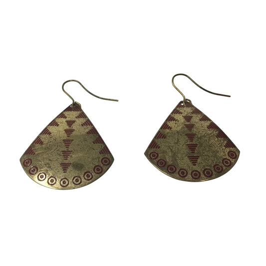 Women's Gold Tone Earrings with Red Shape Design on them - A+ Stuff - earrings - A+ Stuff