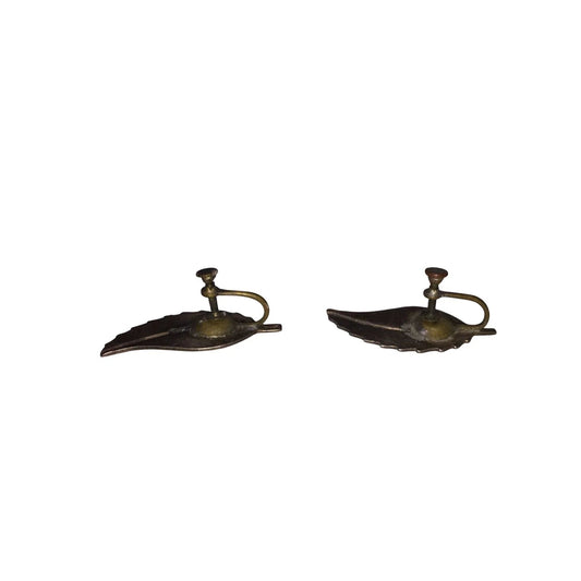 Women's Gold Tone Feather/Leaf Shaped Screw Back Earrings - A+ Stuff - Earrings - A+ Stuff