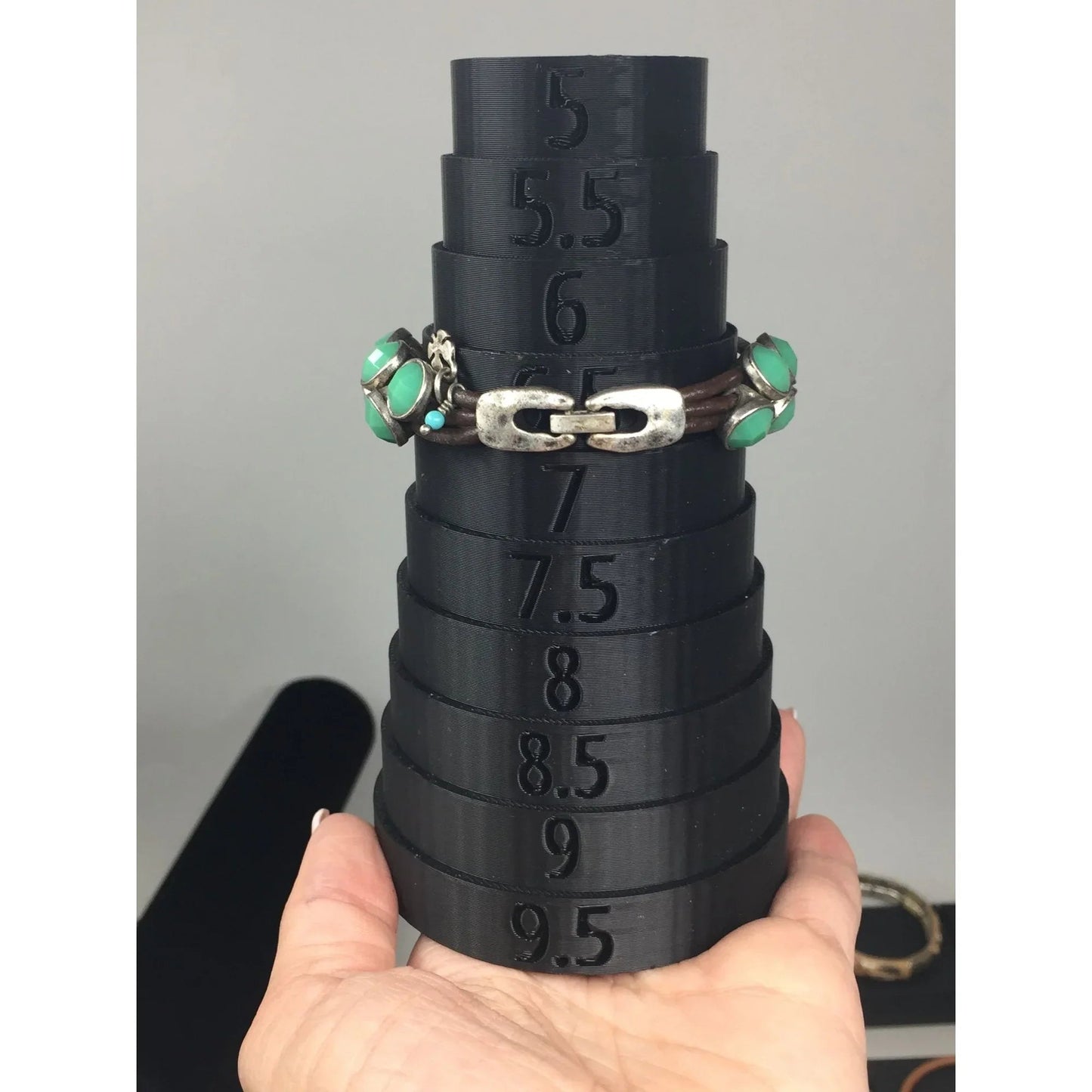 Women's Leather Rope Bracelet with Green & Silver Charms - A+ Stuff - Bracelet - A+ Stuff
