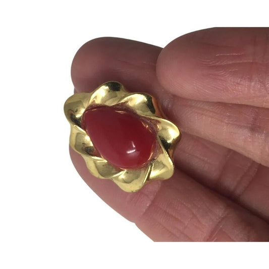 Women's Monet Red and Gold tone Clip On Earrings - A+ Stuff - Earrings - A+ Stuff