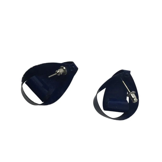 Womens Navy Blue Unique Twisted Earrings - A+ Stuff - Earrings - A+ Stuff
