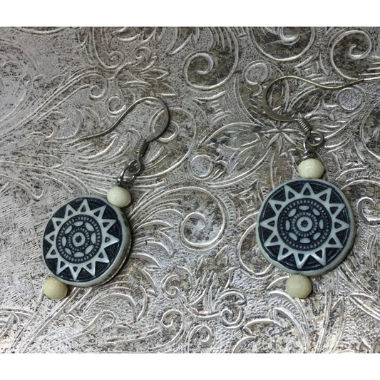 Women's Ornate Aztec Sunburst Patterned Earrings - A+ Stuff - Earrings - A+ Stuff