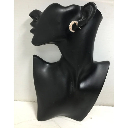 Women's Rose Gold Hoop Earrings with White Faux Pearl/Beads (Like new) - A+ Stuff - Earrings - A+ Stuff