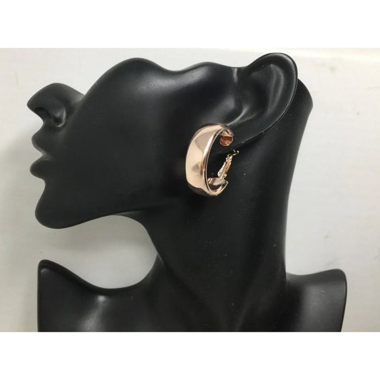 Women's Rose Gold Thick Hoop Earrings - A+ Stuff - Earrings - A+ Stuff