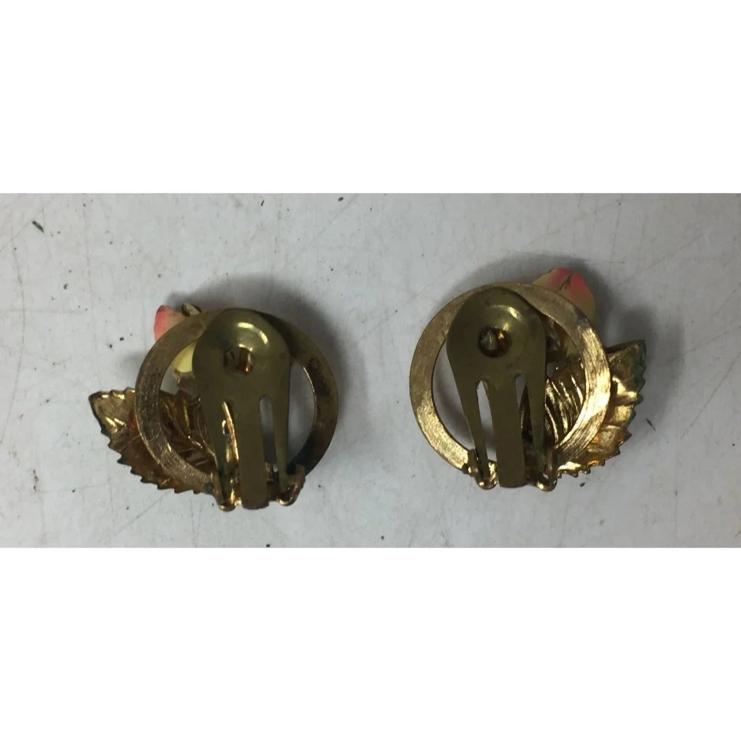 Women's Round Gold Tone Flower Clip on Earrings - A+ Stuff - Earrings - A+ Stuff