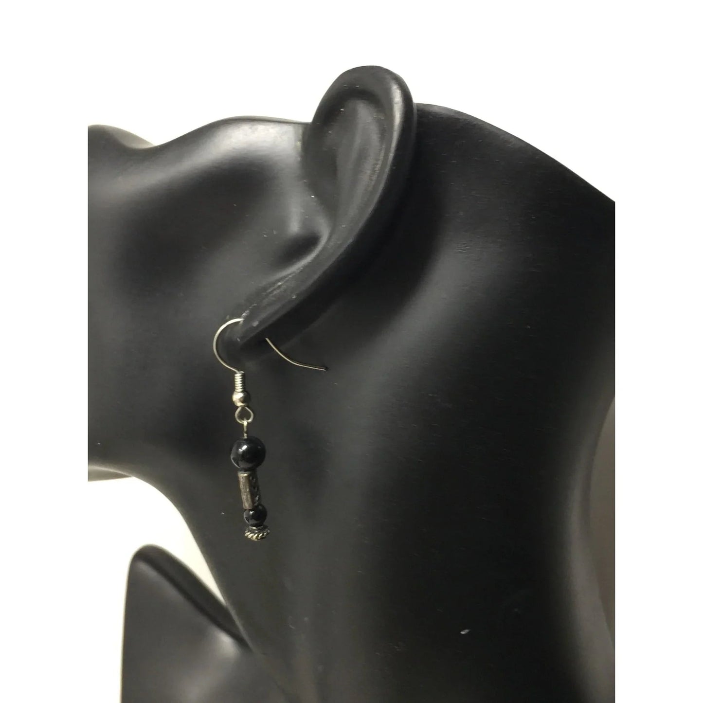 Women's Silver and Black Dangle Earrings - A+ Stuff - Earrings - A+ Stuff