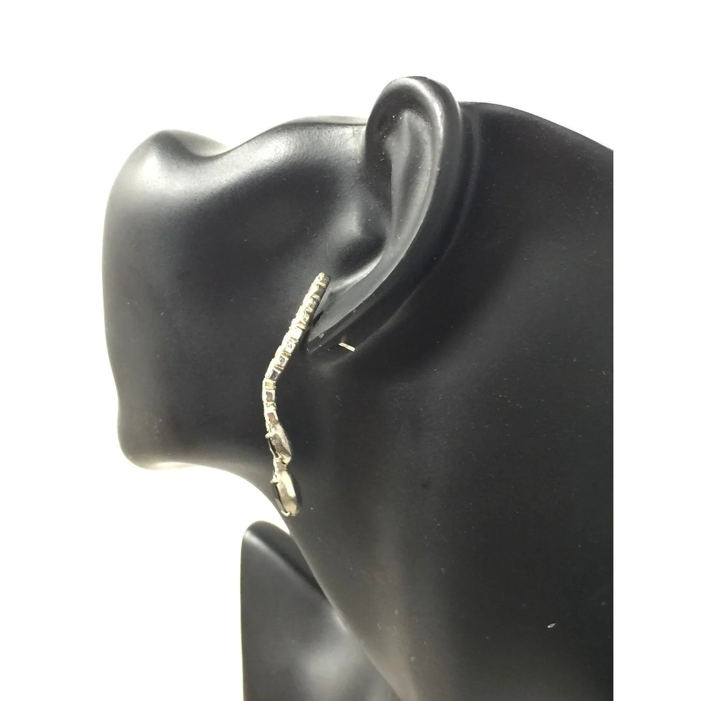 Women's Silver and Black Rhinestone Dangle Earrings - A+ Stuff - earrings - A+ Stuff