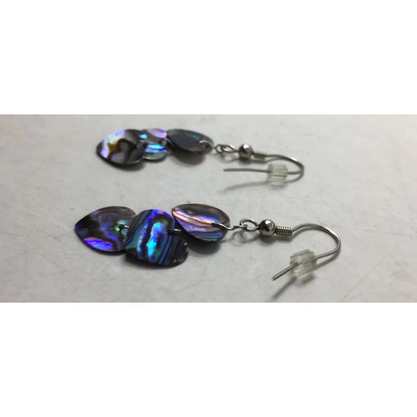 Women's Silver and Iridescent Dangle Heart Earrings - A+ Stuff - earrings - A+ Stuff