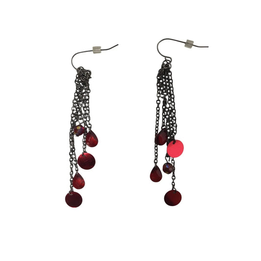 Women's Silver and Red Dangle Drop Earrings - A+ Stuff - earrings - A+ Stuff
