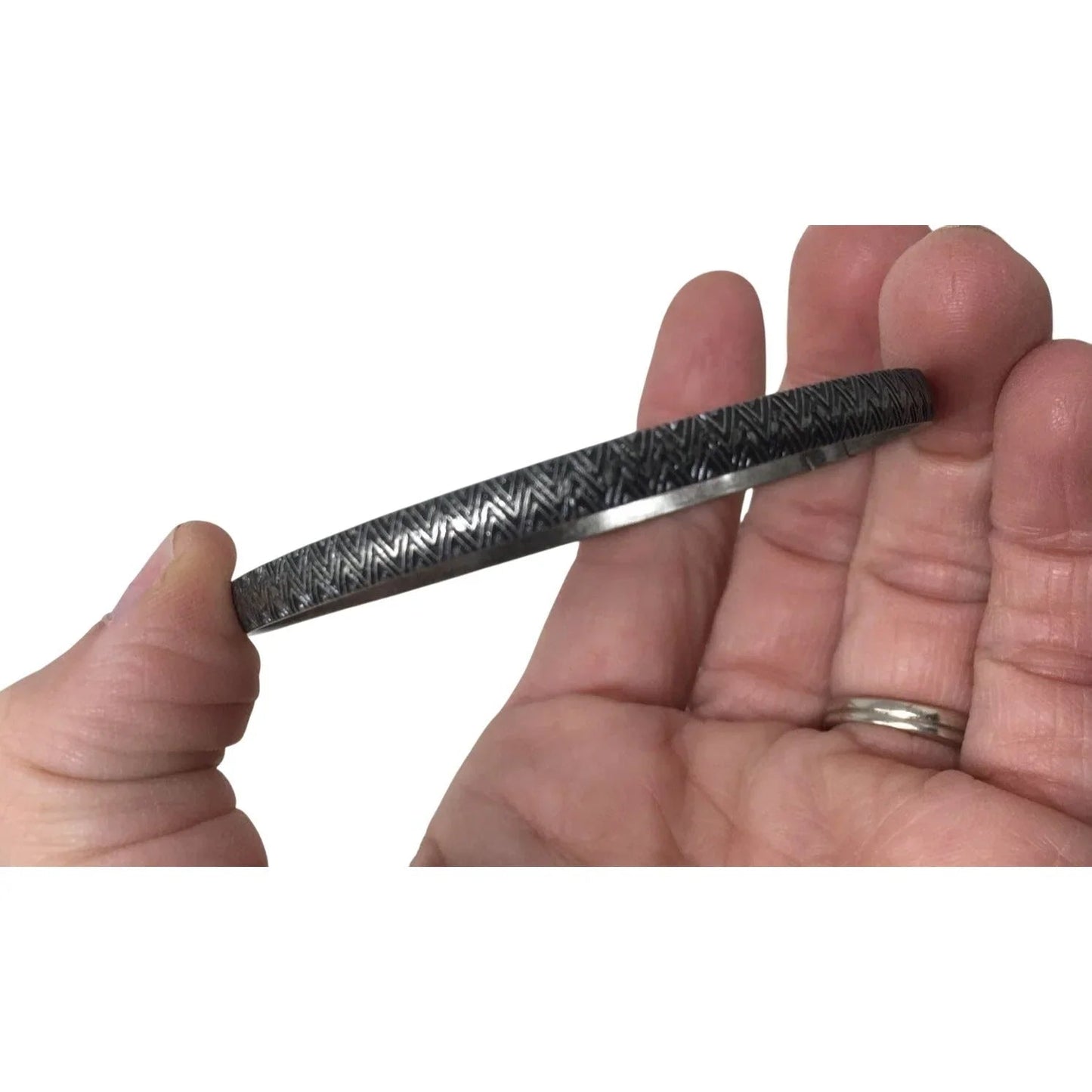 Women's Silver Tone Bangle Bracelet with Geometric Design - A+ Stuff - Bracelet - A+ Stuff