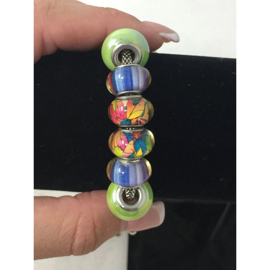 Women's Silver Tone Bracelet with Colorful Charms - A+ Stuff - Bracelet - A+ Stuff