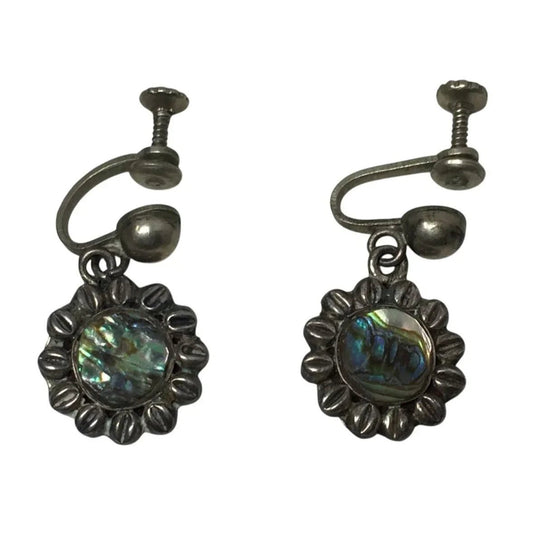 Women's Silver Tone Iridescent Shell Dangle Screw Back Clip on Earrings - A+ Stuff - Earrings - A+ Stuff