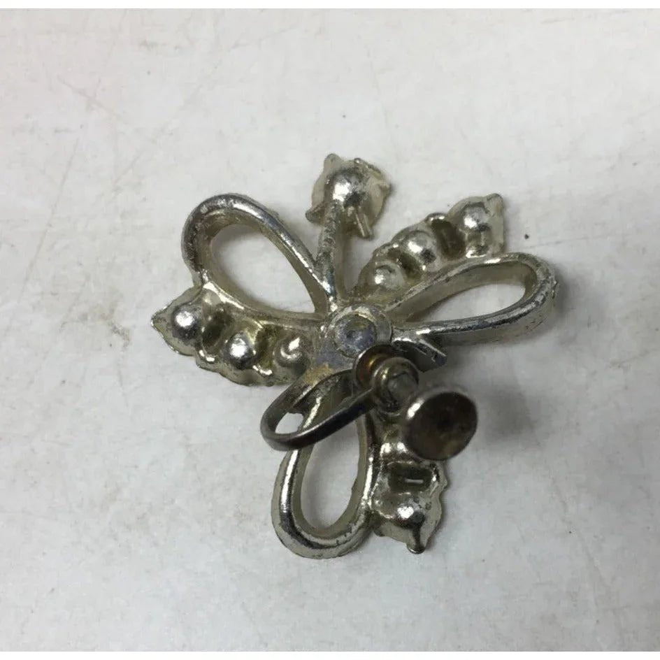 Women's Silver Tone Screw Back Earrings with Rhinestones - A+ Stuff - earrings - A+ Stuff