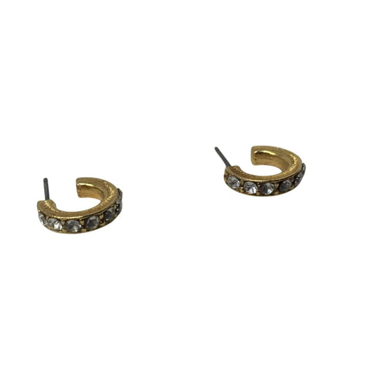 Women's Small Gold Tone Hoop Earrings with Rhinestones on them - A+ Stuff - Earrings - A+ Stuff