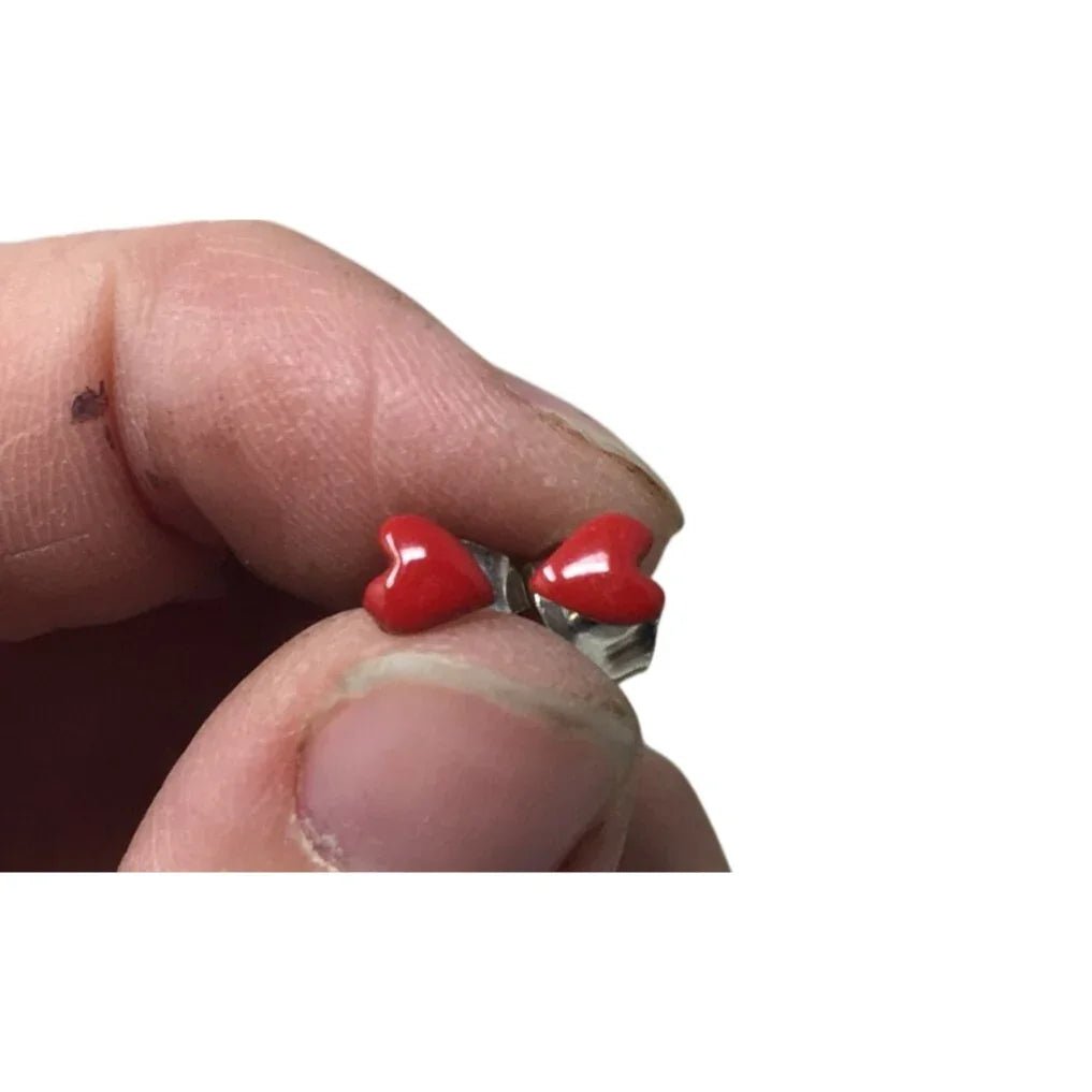 Women's Small Red Stud Heart Shaped Earrings - A+ Stuff - Earrings - A+ Stuff
