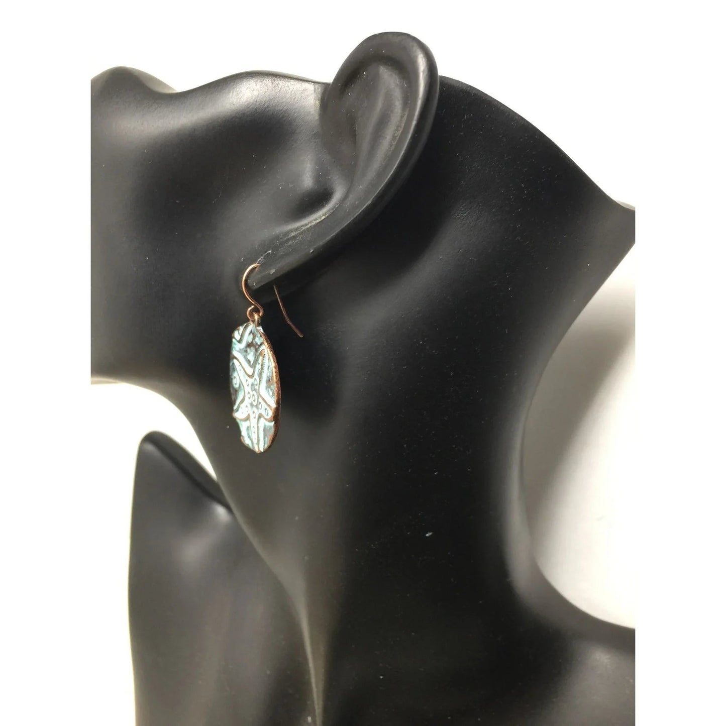 Women's Stamped Star Fish Blue Dangle Earrings - A+ Stuff - Earrings - A+ Stuff