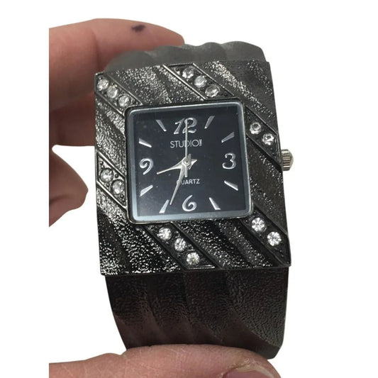 Women’s Studio Quartz Rhinestone Bezel Watch with Cuff Band - A+ Stuff - Watches - A+ Stuff