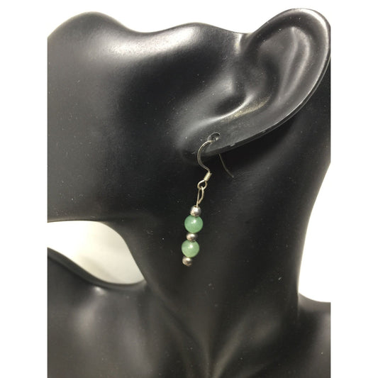 Women's Translucent Green & Silver Tone Beaded Dangle Earrings - A+ Stuff - Earrings - A+ Stuff