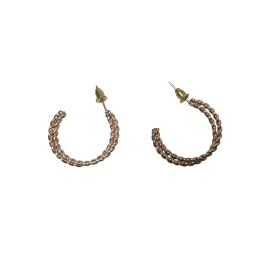 Women's Twisted Rose Gold Double Hoop Earrings - A+ Stuff - Earrings - A+ Stuff