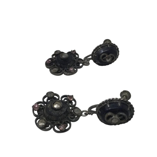Women's Vintage Flower Screw Back Dangle Earrings - A+ Stuff - Earrings - A+ Stuff