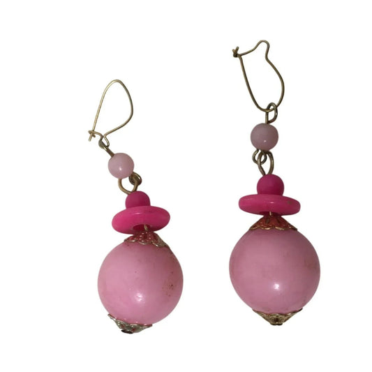 Women's Vintage Pink Beaded Dangle Drop Earrings - A+ Stuff - Earrings - A+ Stuff