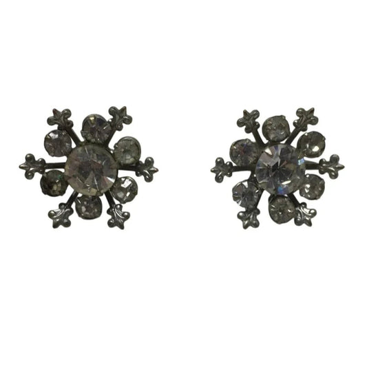Women's Vintage Silver Tone Snowflake Shaped Screw back earrings - A+ Stuff - Earrings - A+ Stuff