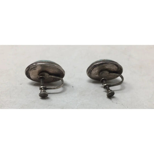 Women's Vintage Turquoise Speckled Stone Screw Back Earrings - A+ Stuff - earrings - A+ Stuff