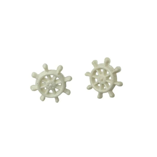 Womens White Ship Wheel Earrings - A+ Stuff - Earrings - A+ Stuff