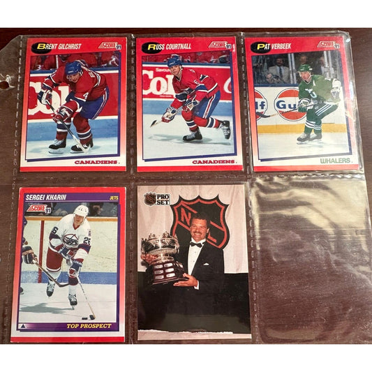 NHL Hockey Card Lot - 1991 Score Cards and One NHL Pro Set with Trophy